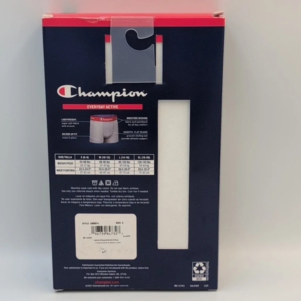 Champion Boys S 4-Pack Performance‎ Boxer Brief Size Small Gray/Black - New